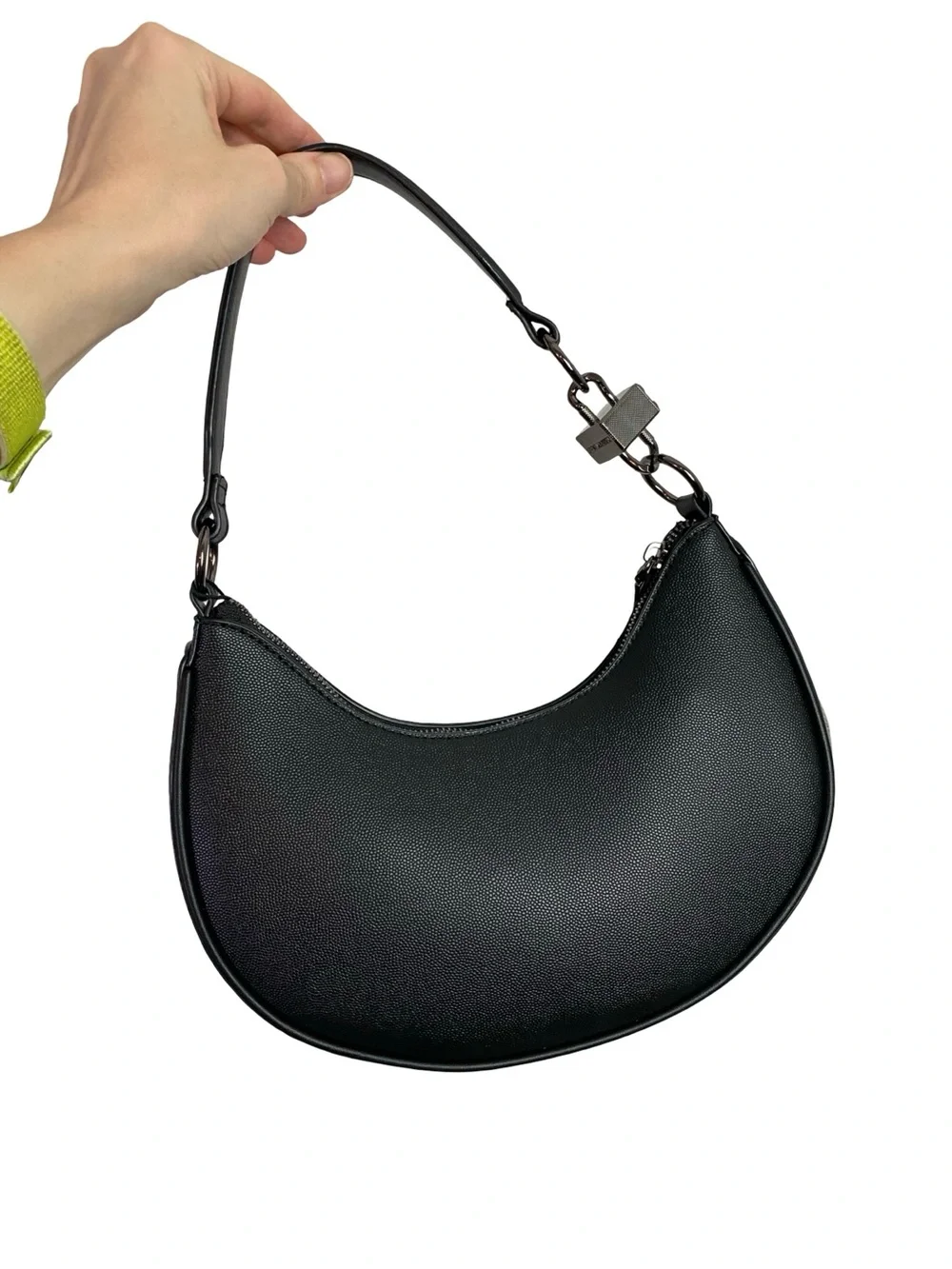 Steve Madden Lohan Shoulder Bag New NWT Black Silver Faux Leather Womens Small
